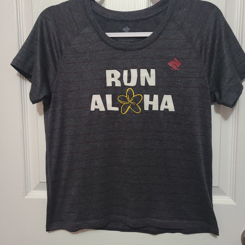 Rabbit x Run Big EZ Tee Womens SM Charcoal Run Aloha Big Island Running Company